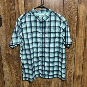 Columbia - Short Sleeve - Button Up - Fishing Polo - Green/Blue